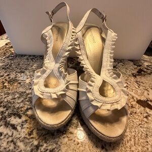 Charming Charlie Beige Wedge Sandals.  Size 10.